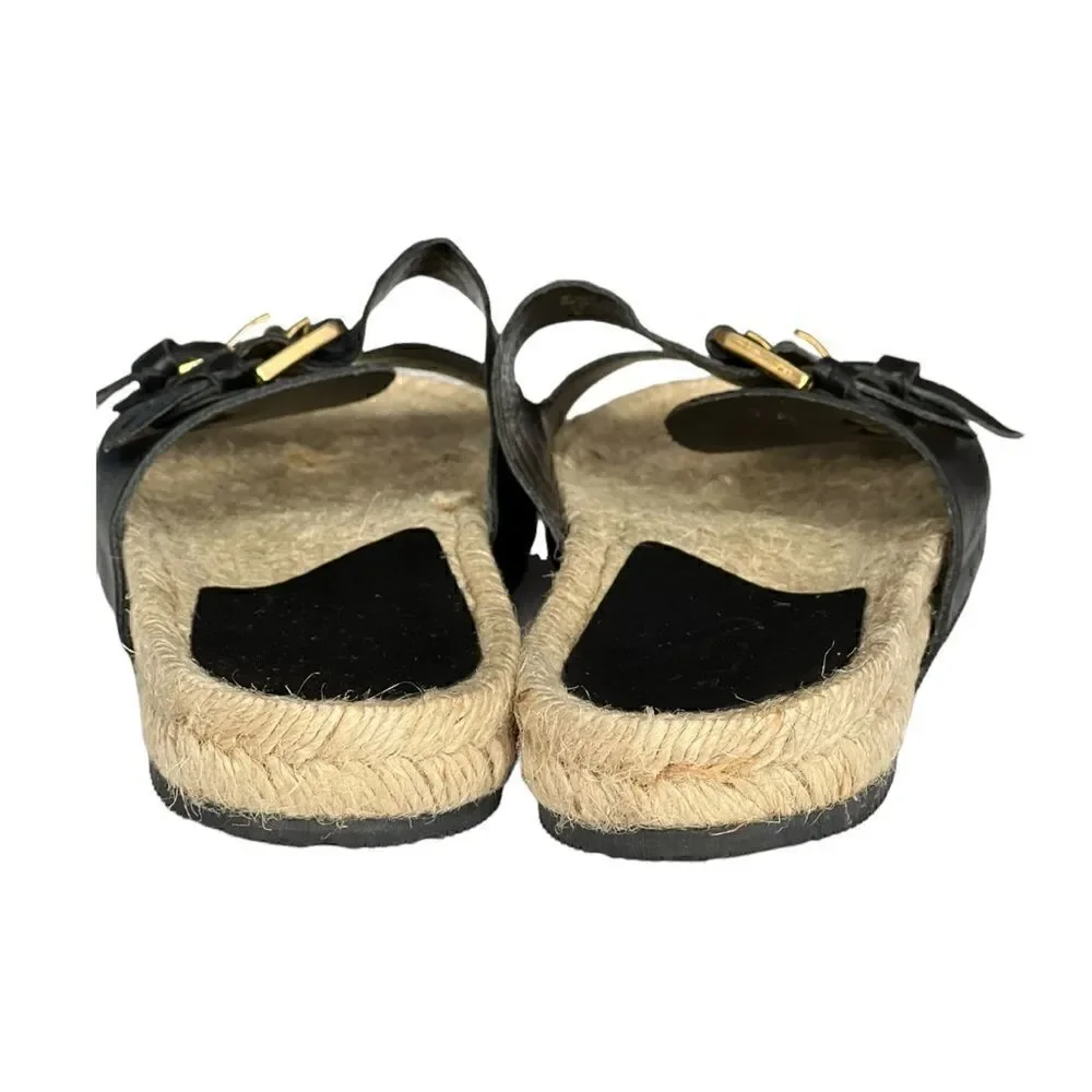 ALDO Buckle Black Sandal with Espadrille Sole NWT